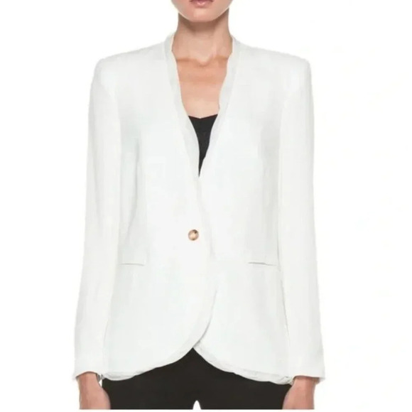 Helmut Lang Jackets & Blazers - Helmut Lang | The 'Relic'  Crepe Jacket w/ Silk Chiffon Trim in Ivory - 6